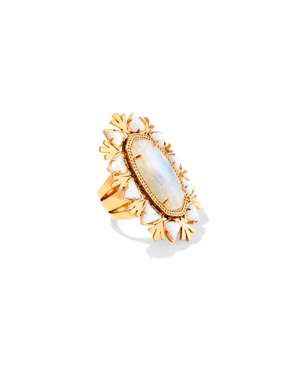 Havana Vintage Gold Cocktail Ring in Variegated Turquoise Magnesite