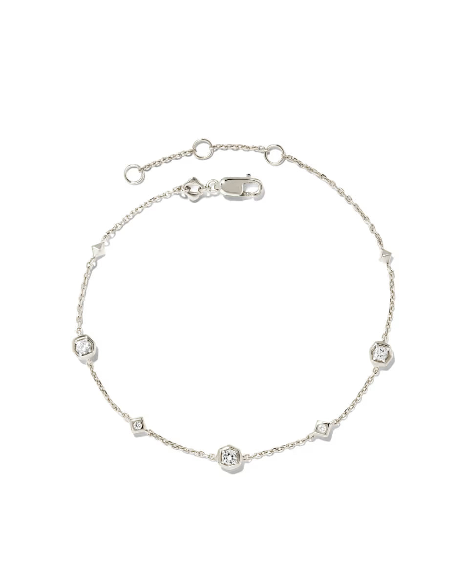 Davie 18k Gold Vermeil Trio Delicate Bracelet in White Sapphire