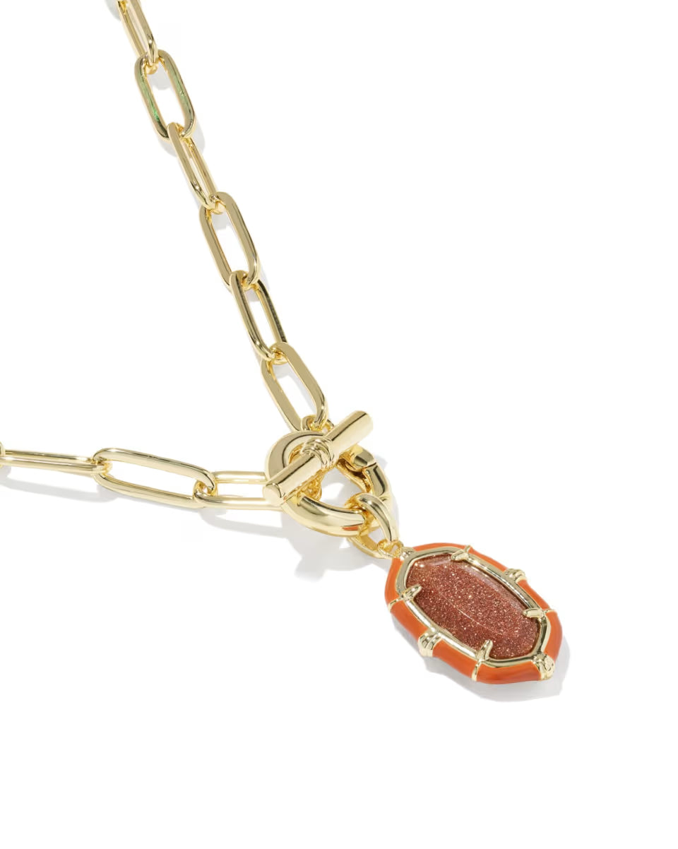 Elisa Gold Enamel Link and Chain Necklace