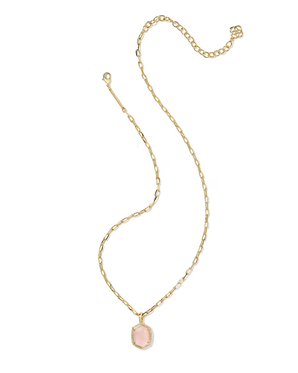 Daphne Gold Pave Frame Short Pendant Necklace