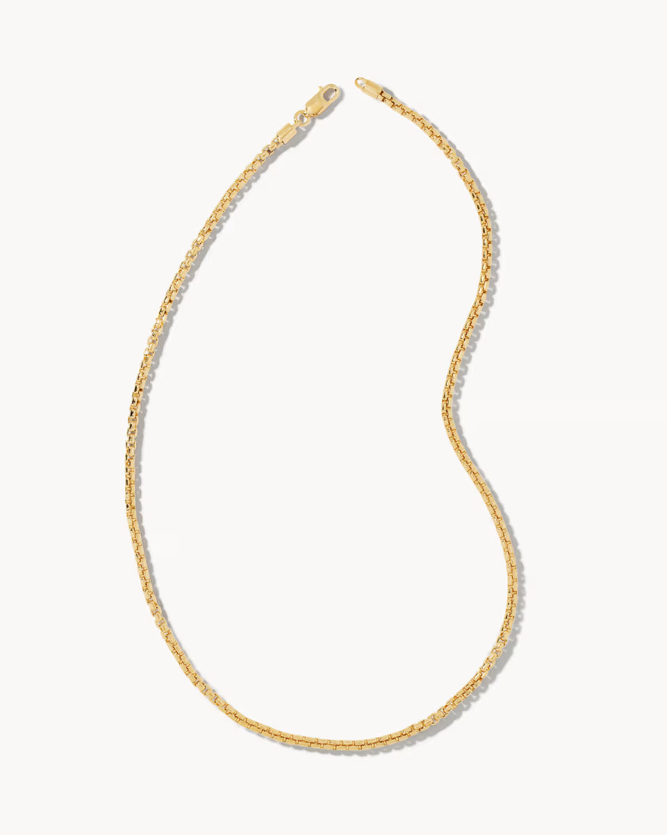 Beck Round Box Chain Necklace in 18k Gold Vermeil