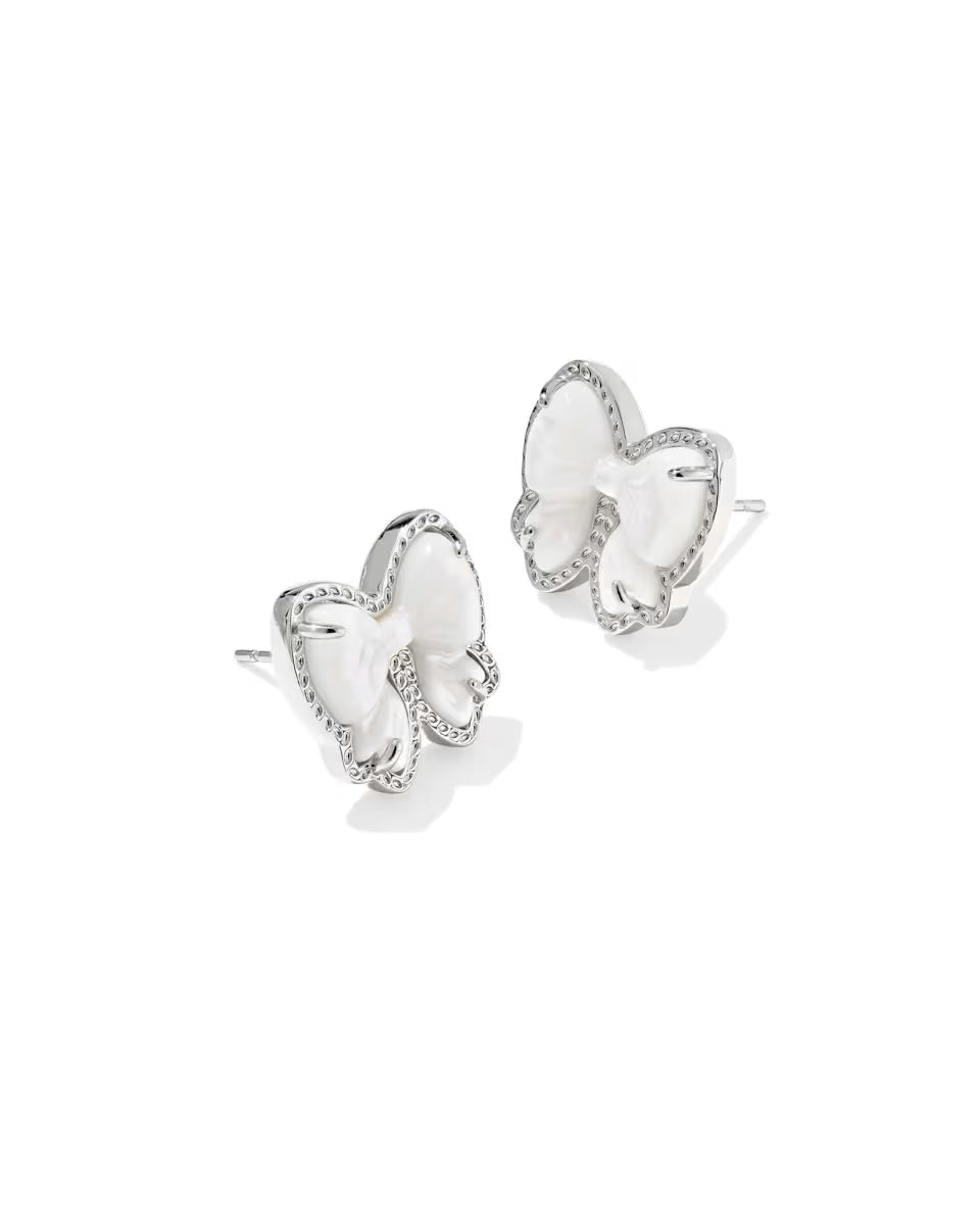 Haley Bow Silver Stud Earrings