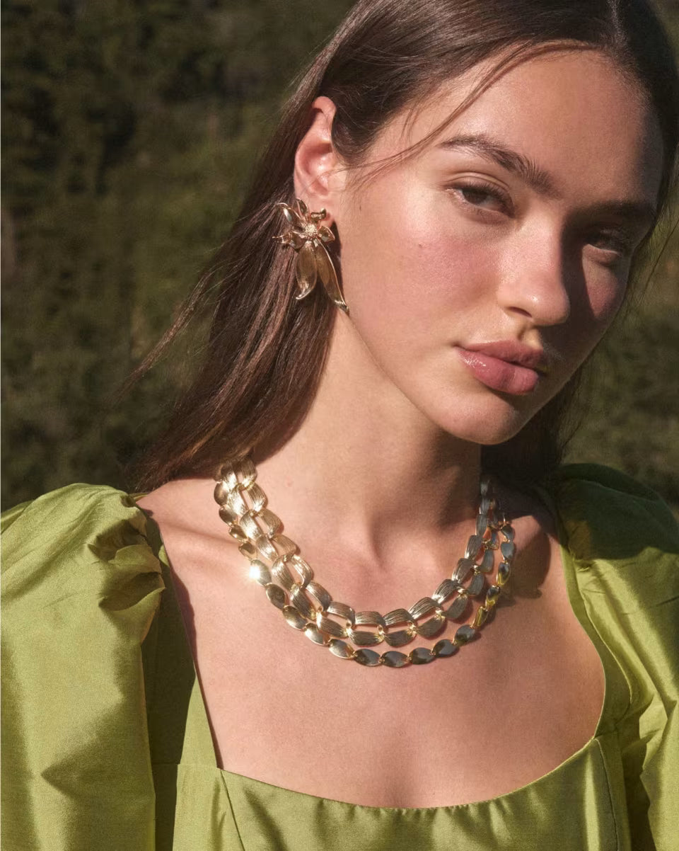 Anya Flower Gold Statement Earrings