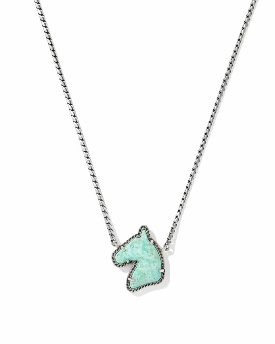 Horse Vintage Silver Short Pendant Necklace