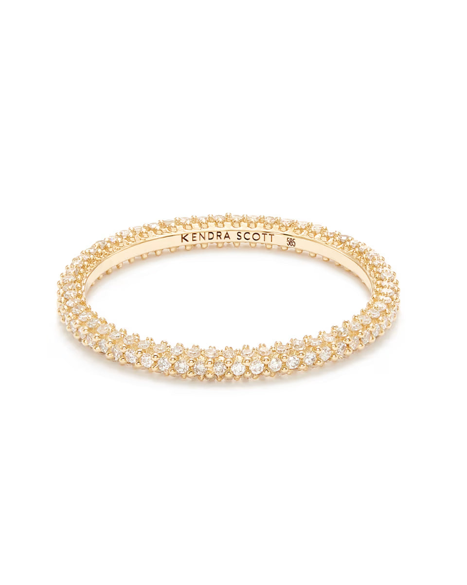 Remi 14k Yellow Gold Band Ring In White Diamonds