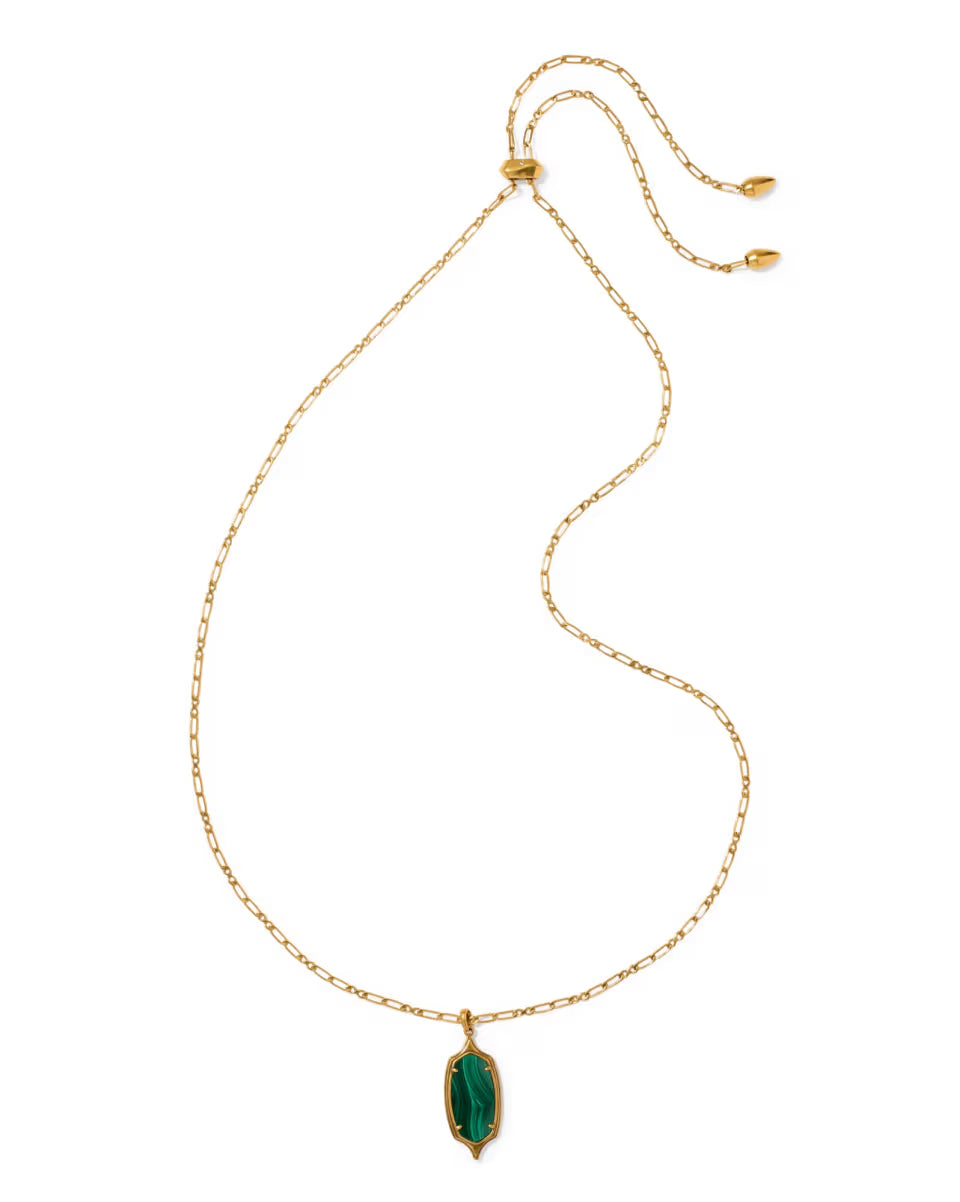 Dani Stepped Frame Gold Long Pendant Necklace