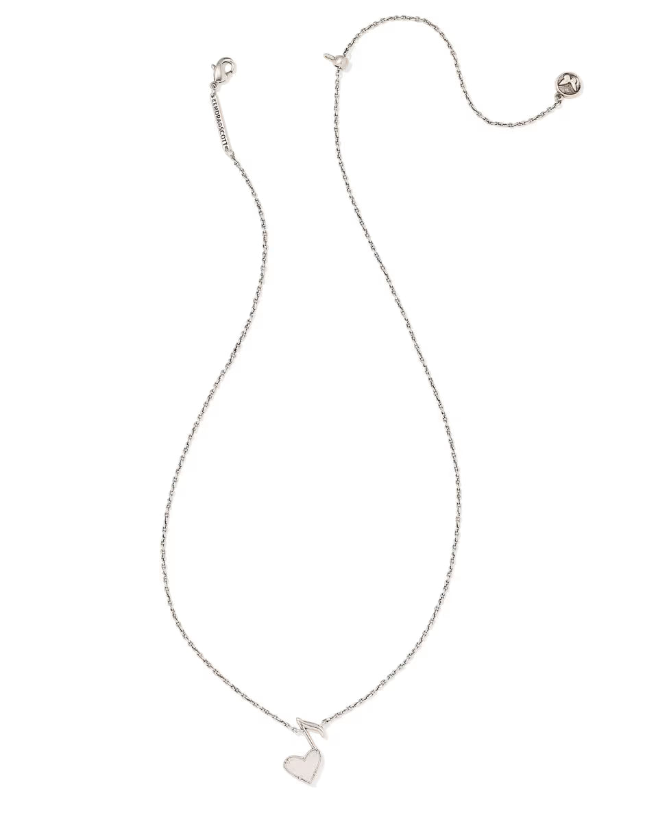 Dolly Parton x Kendra Scott Vintage Silver Ari Heart Music Note Short Pendant Necklace in Iridescent Drusy