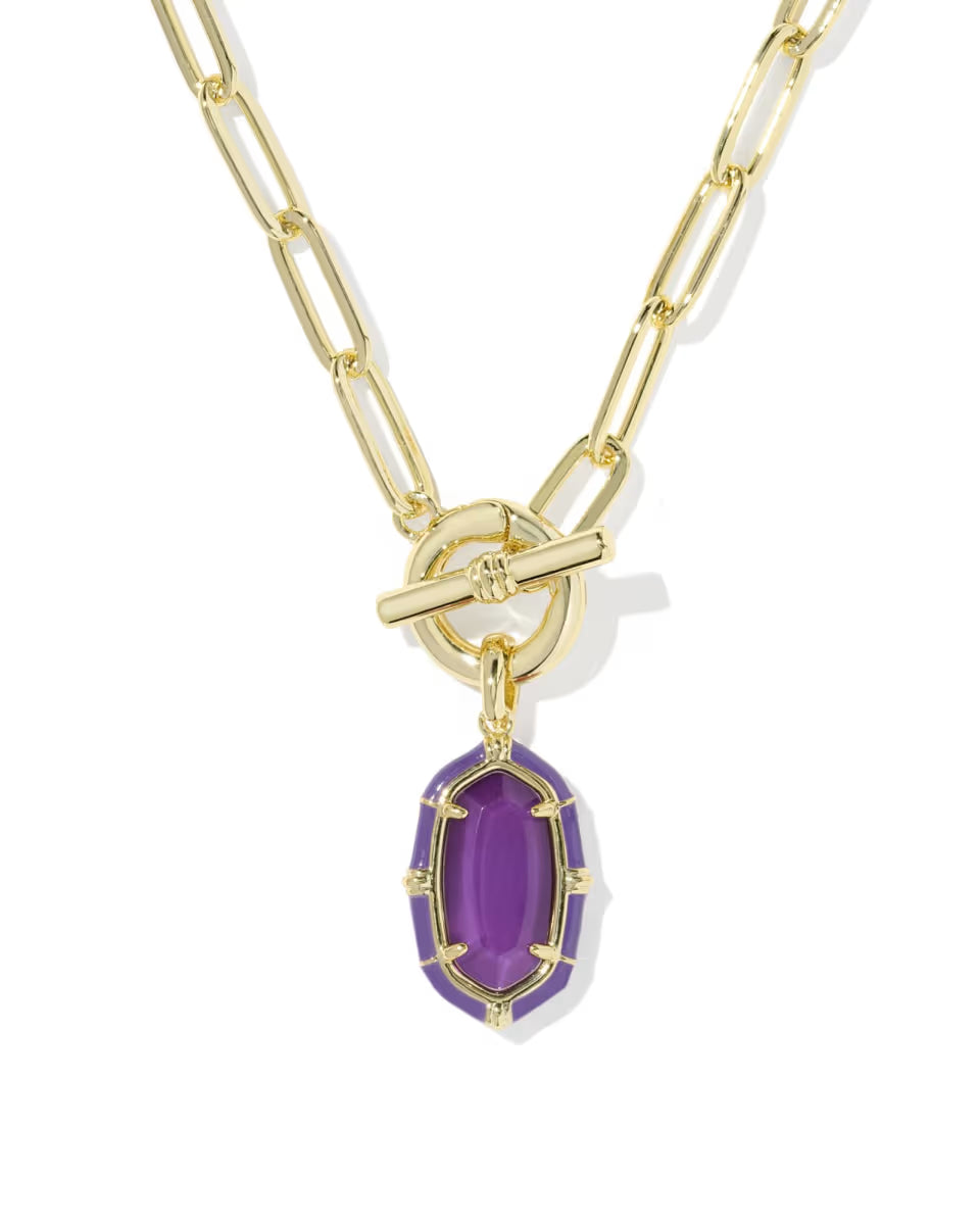 Elisa Gold Enamel Link and Chain Necklace