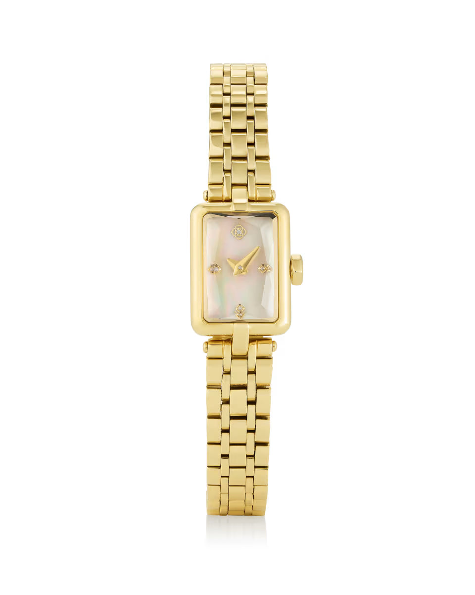 Adela Gold Tone Stainless Steel Watch in Ivory Mother-of-Pearl