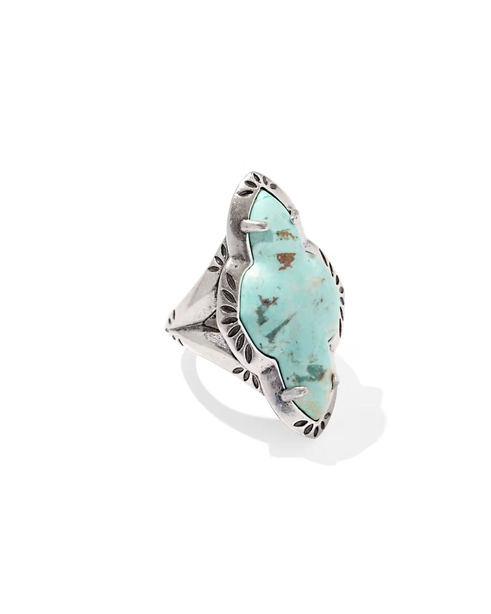 Abbie Vintage Silver Etch Frame Cocktail Ring