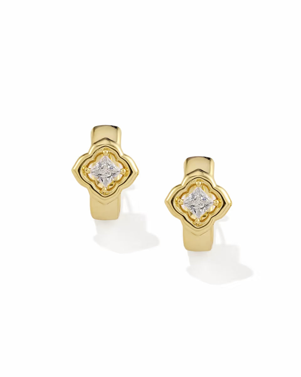 Mallory Crystal Gold Huggie Earrings