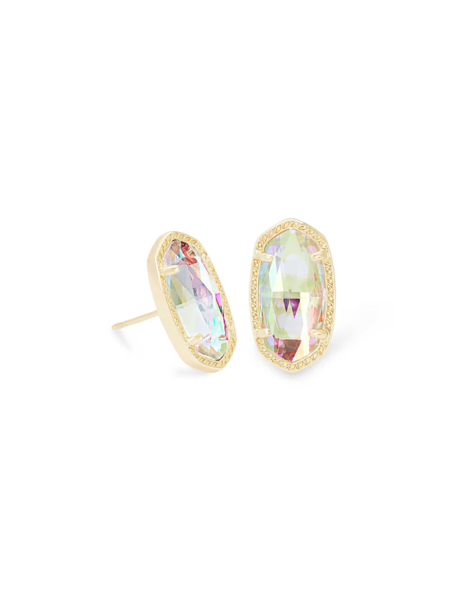 Ellie Gold Stud Earrings in Iridescent Drusy