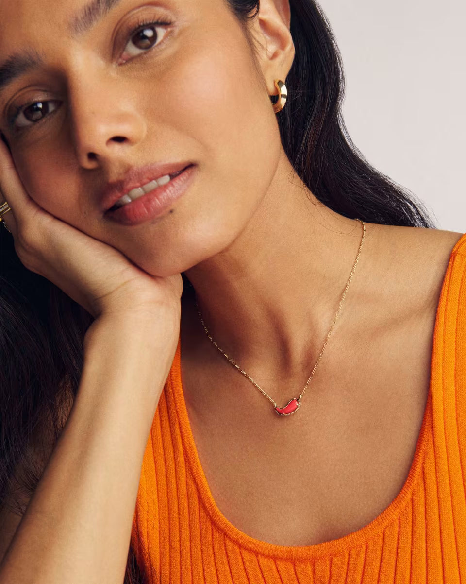 Chili Pepper Gold Short Pendant Necklace