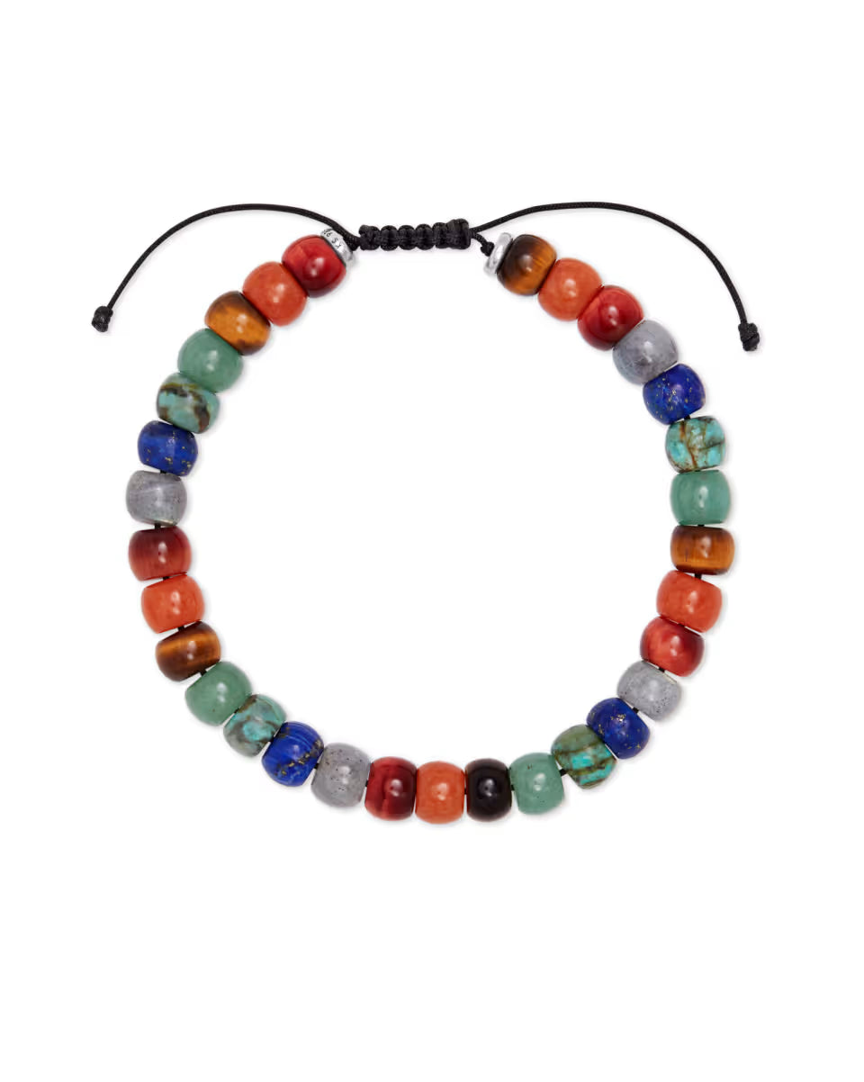 Cade Oxidized Sterling Silver Corded Bracelet in Turquoise Jasper