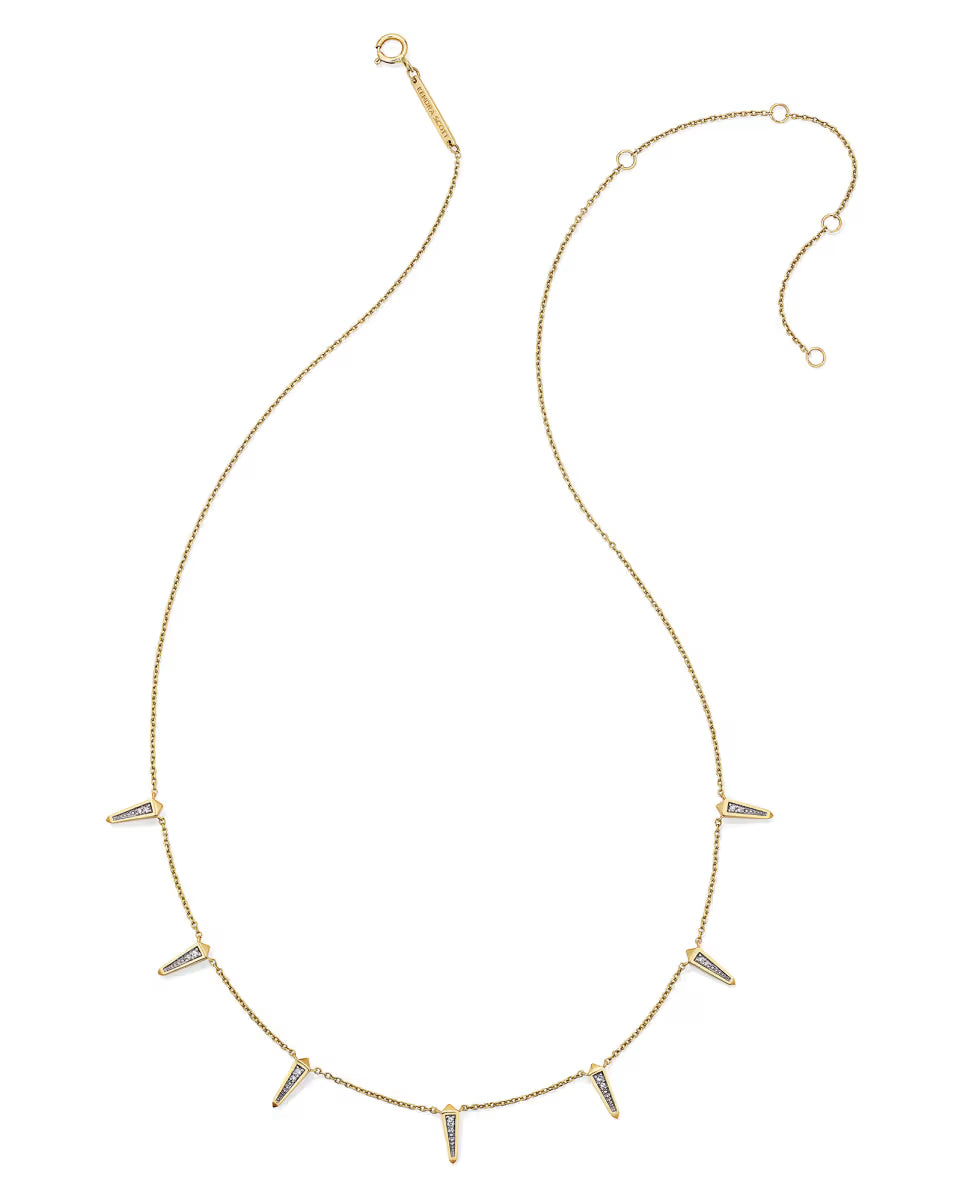 Small Spike 14k Yellow Gold Strand Necklace