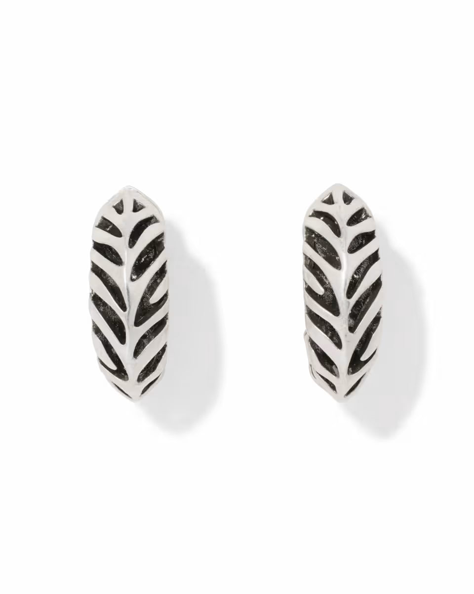 Tiger Striped Mikki Vintage Silver Huggie Earrings