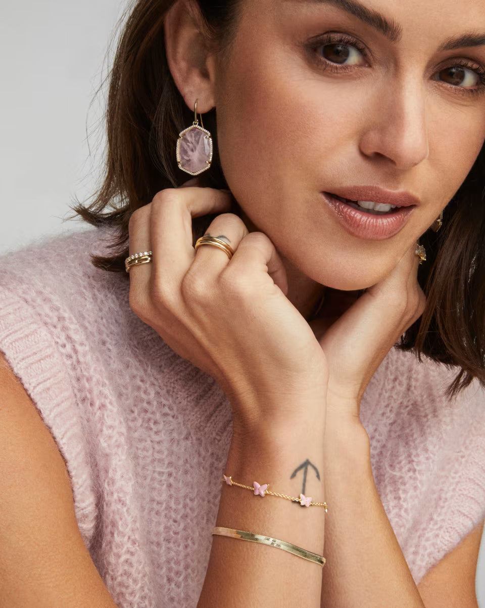 Lillia Butterfly Gold Enamel Delicate Chain Bracelet