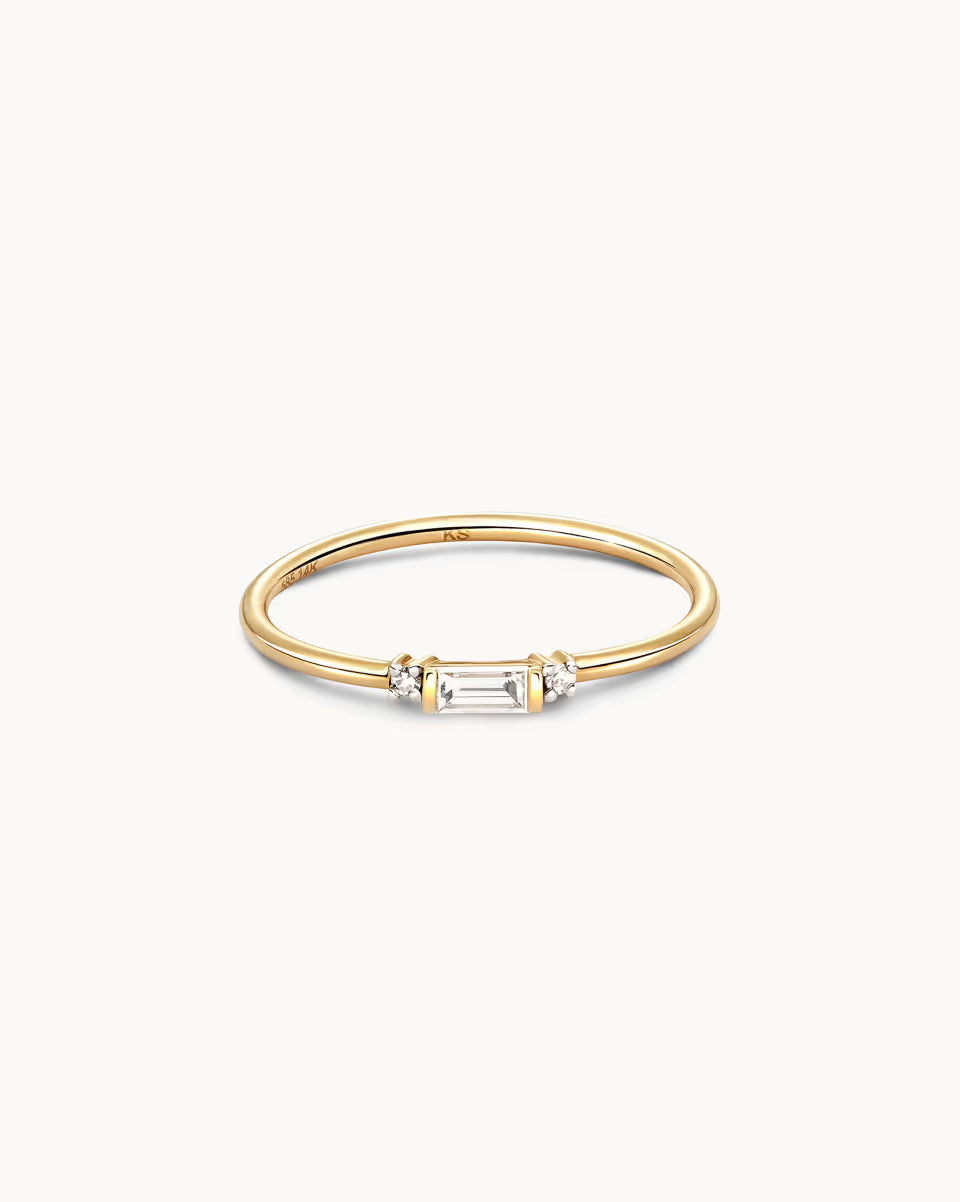 Maria 14k Yellow Gold Band Ring in White Diamond
