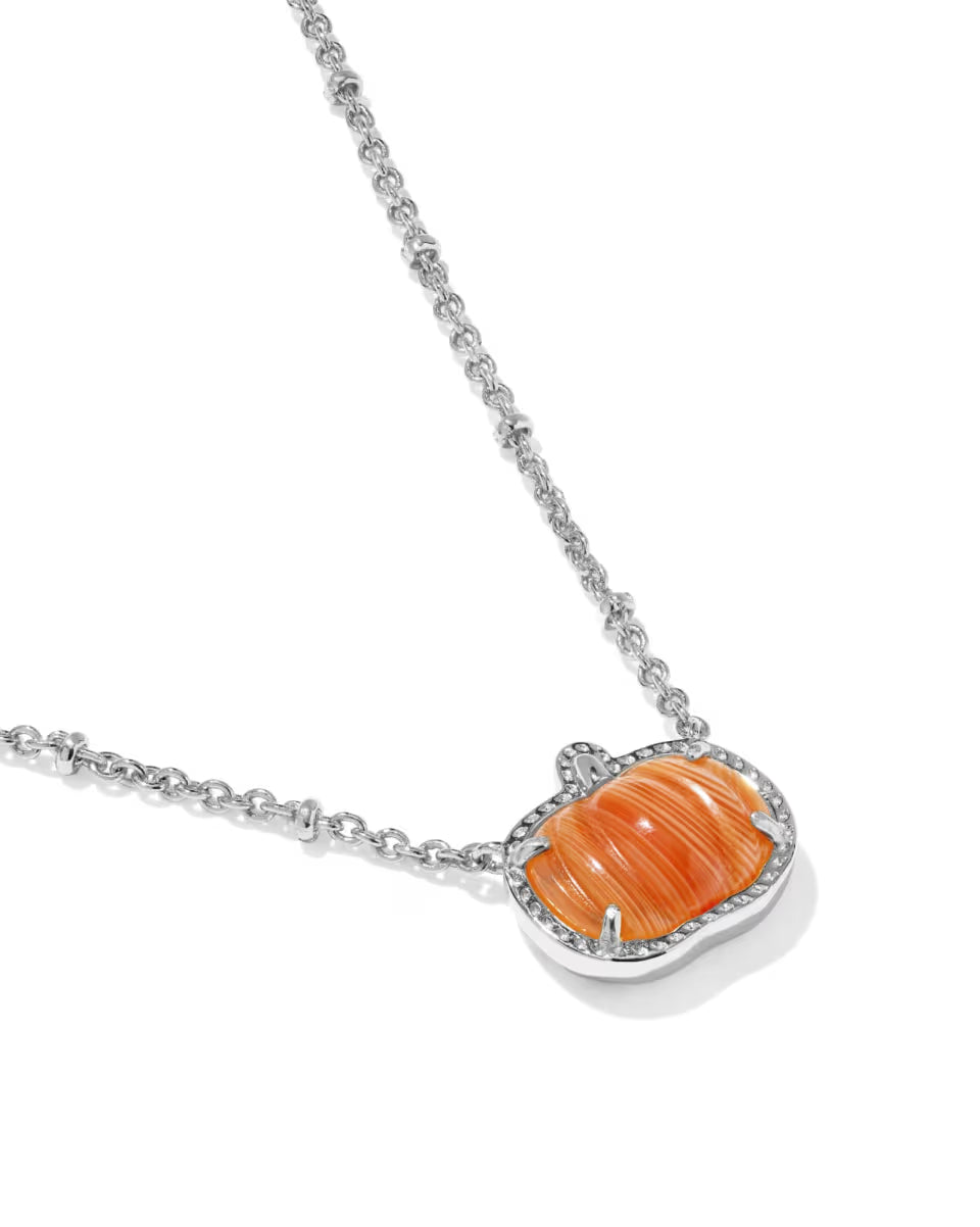 Pumpkin Silver Short Pendant Necklace