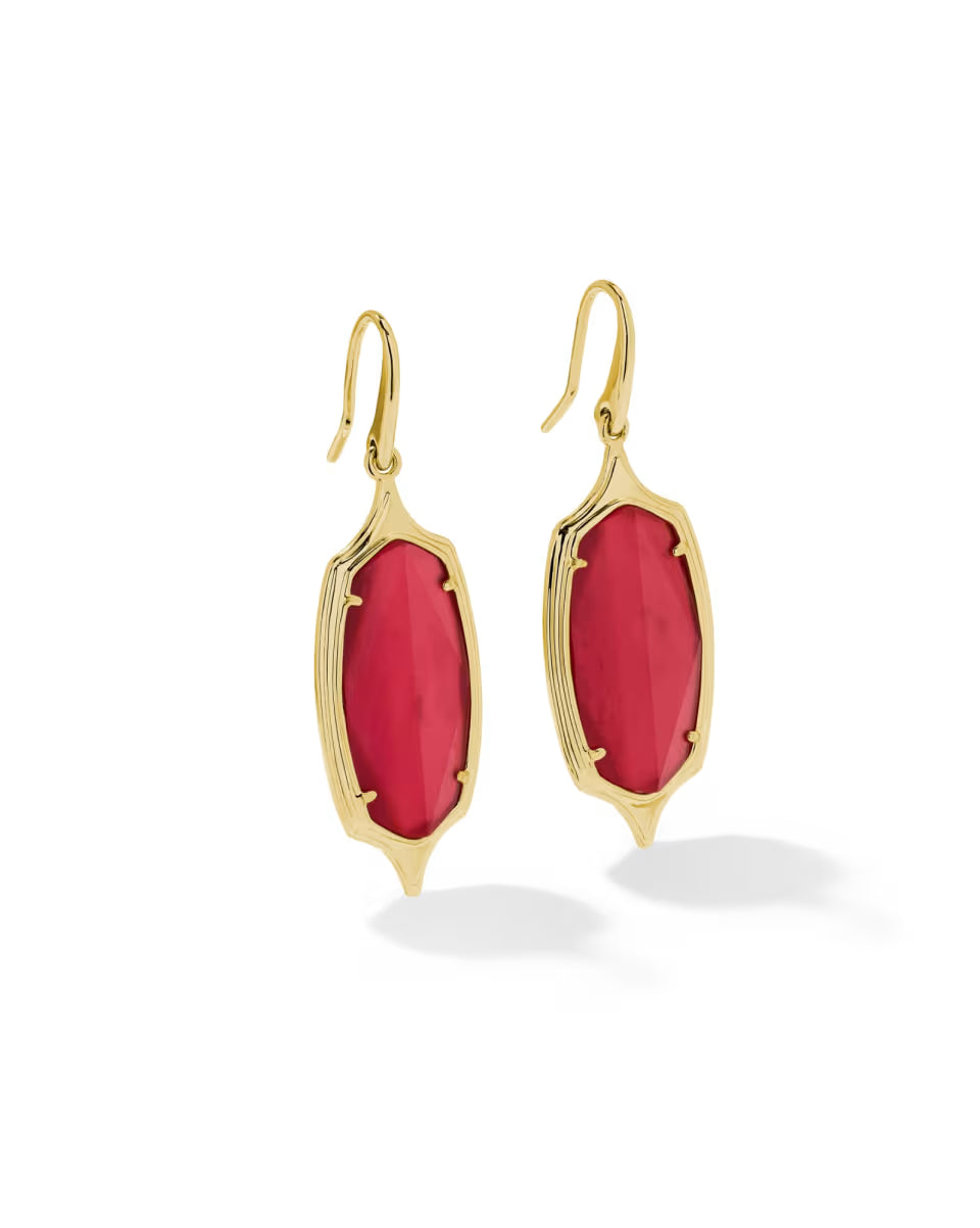 Dani Stepped Frame Gold Drop Earrings