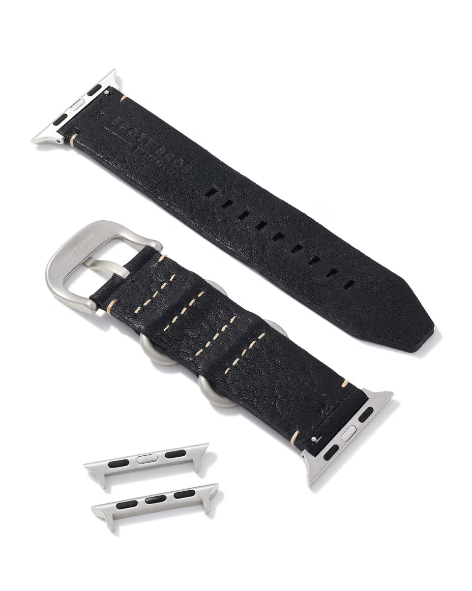 Grey Leather Watch Band in Black
