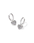 Ari Heart Silver Huggie Earrings in Ivory Mother-of-Pearl
