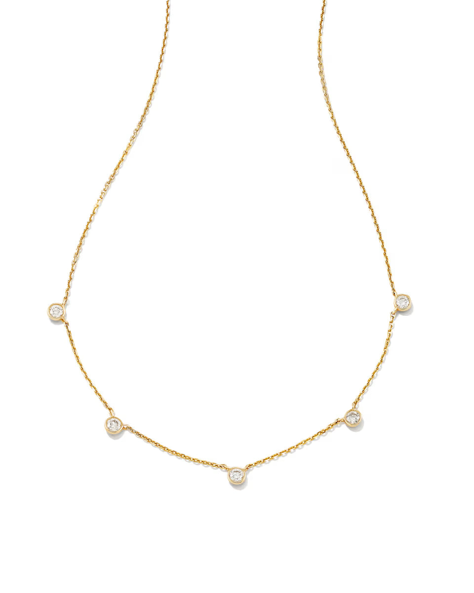 0.3 ct Audrey 14k Yellow Gold Strand Necklace in White Diamond