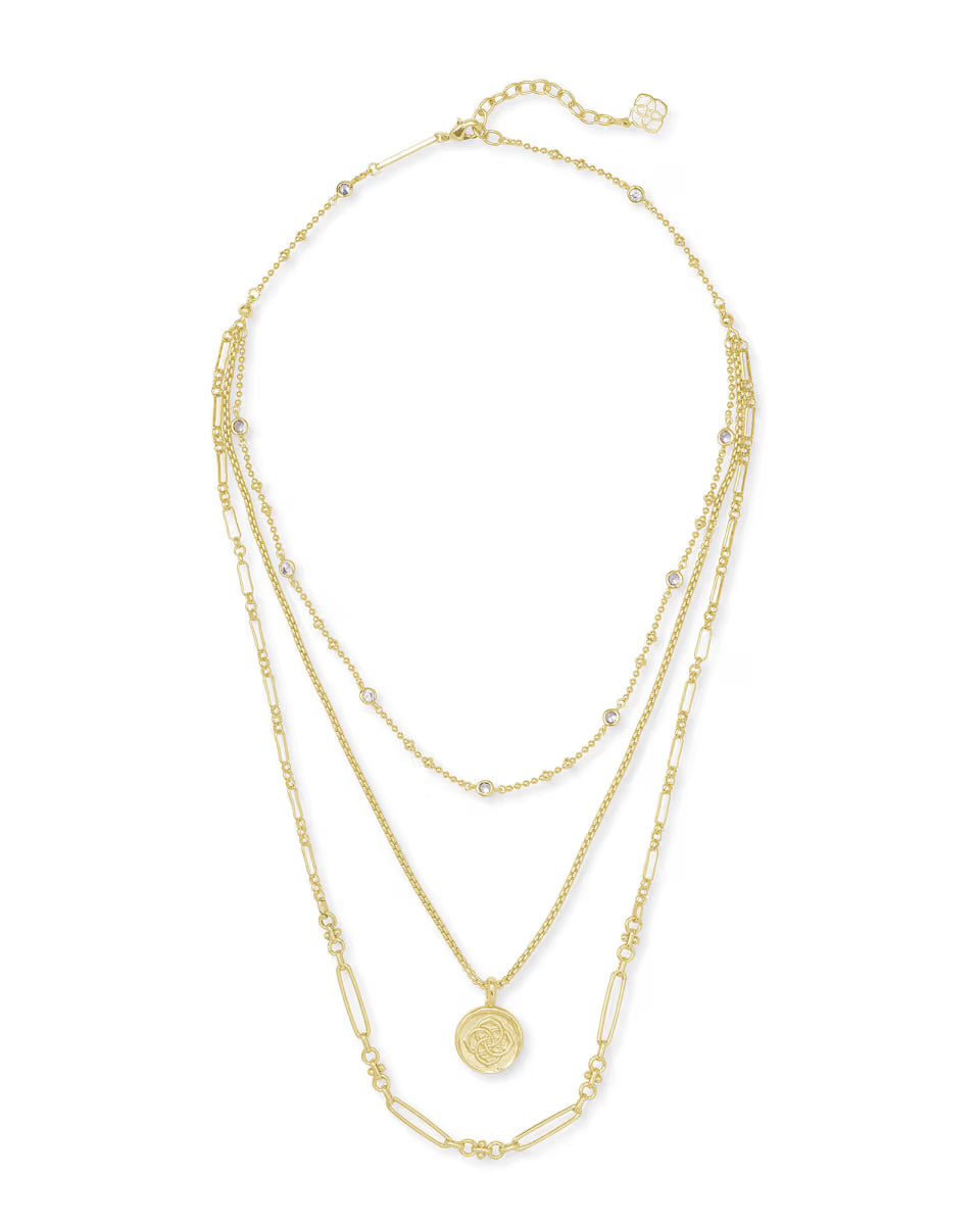 Medallion Coin Multi Strand Necklace in Gold
