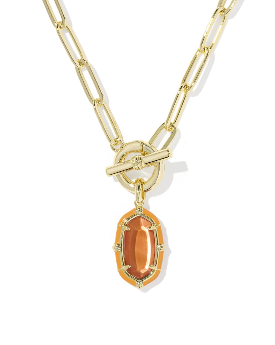Elisa Gold Enamel Link and Chain Necklace
