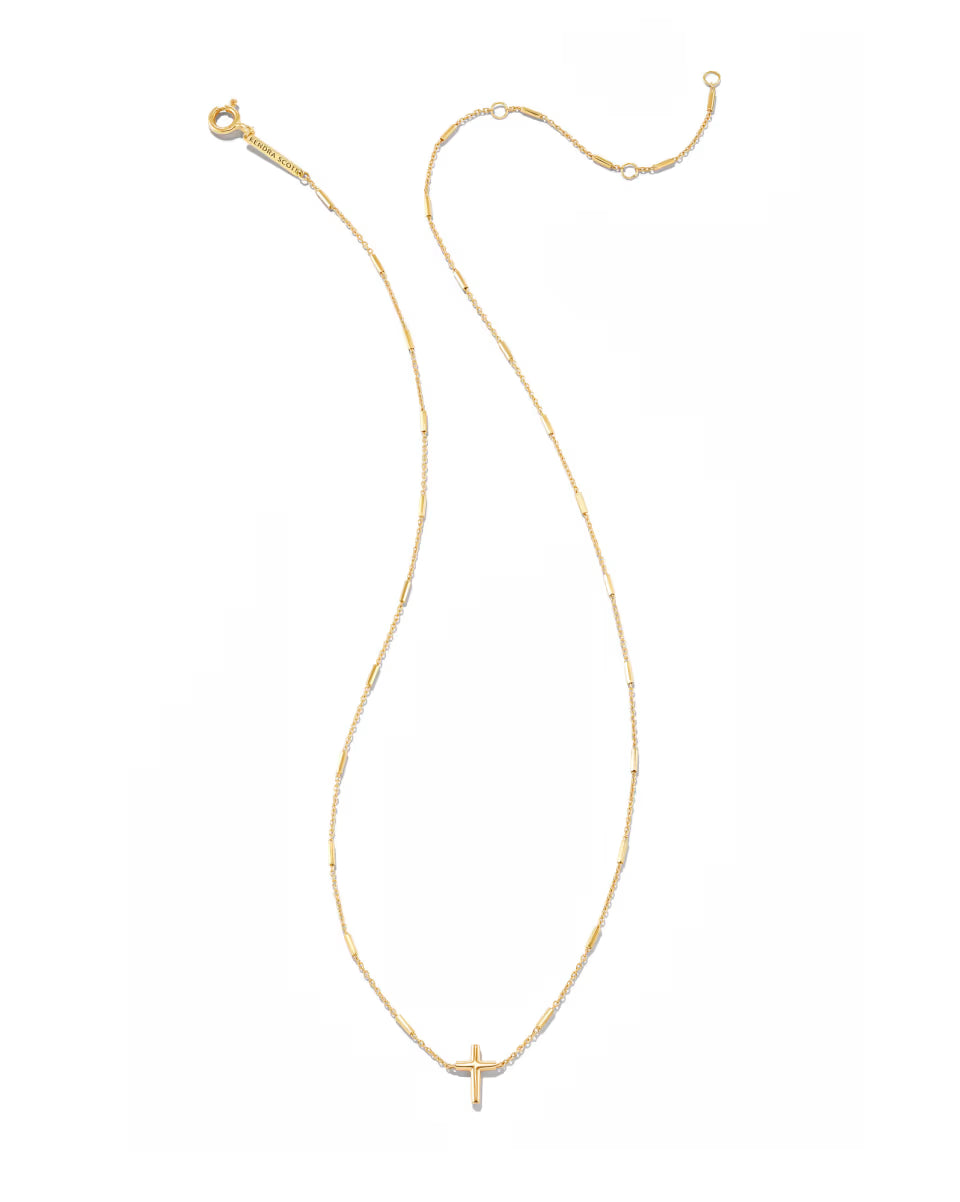 Delicate Cross Pendant Necklace in 14k Yellow Gold