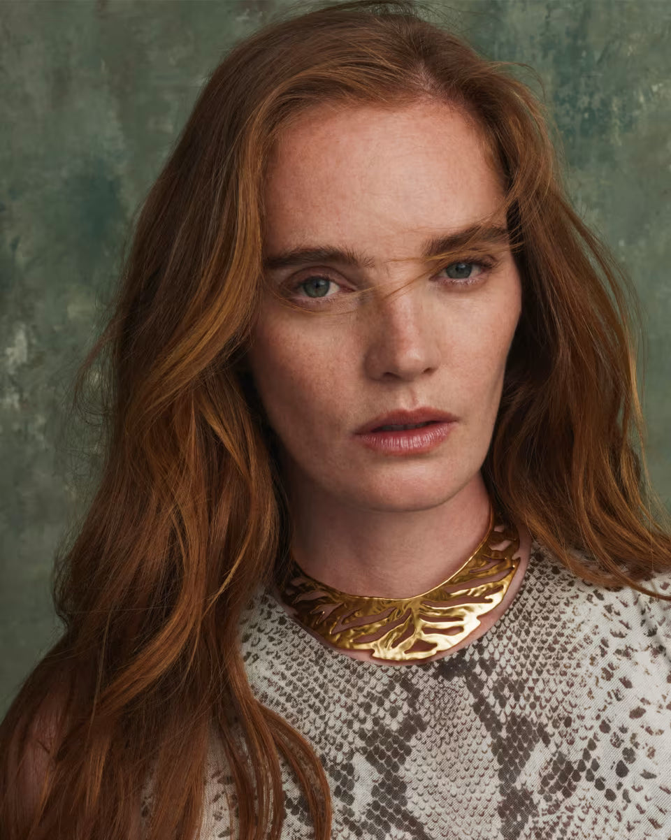 Tiger Striped Daphne Vintage Gold Statement Necklace