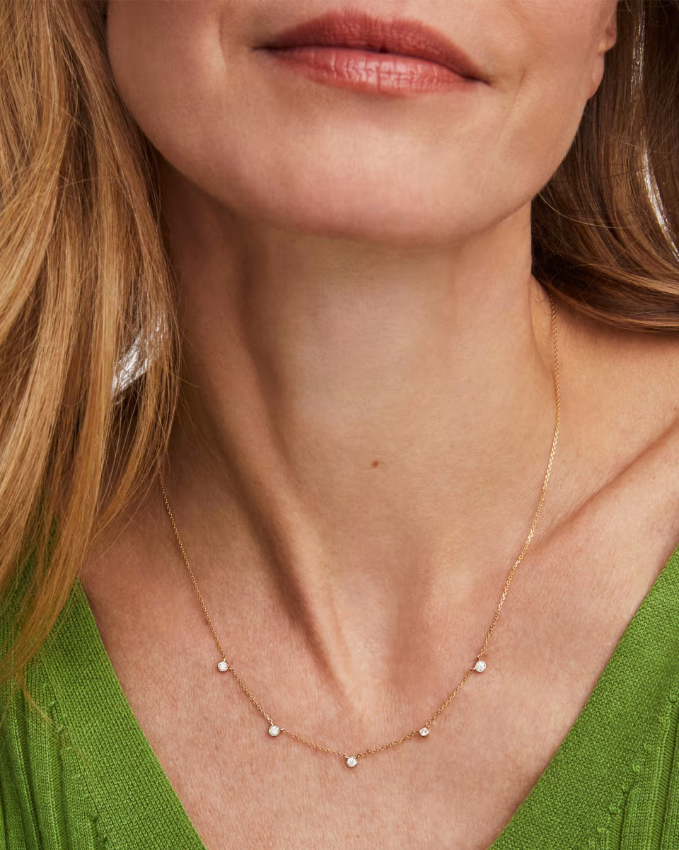 0.3 ct Audrey 14k Yellow Gold Strand Necklace in White Diamond