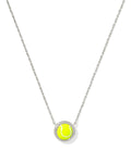 Tennis Silver Short Pendant Necklace in Chartreuse Magnesite