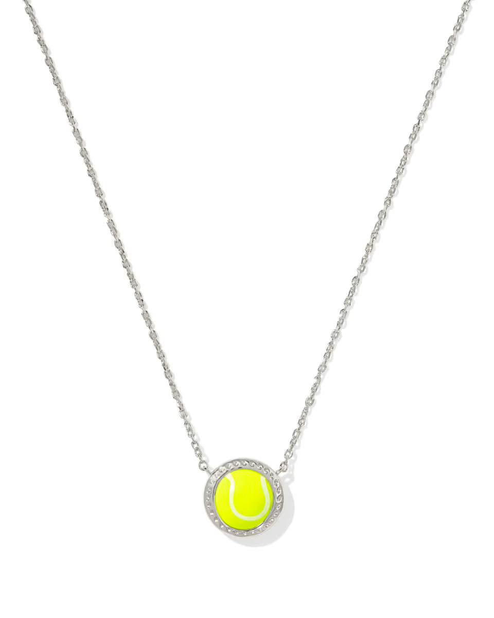 Tennis Silver Short Pendant Necklace in Chartreuse Magnesite
