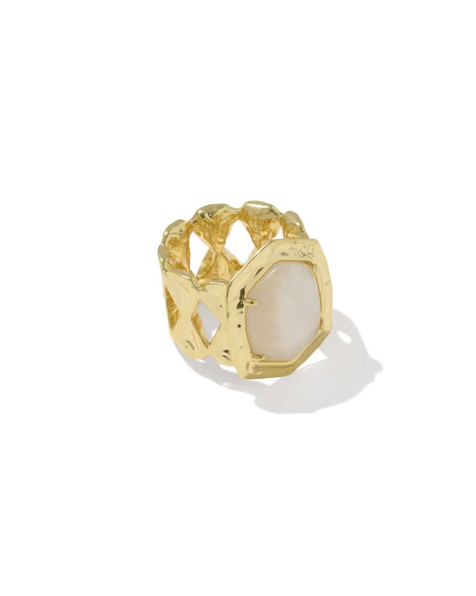 Tiger Striped Daphne Gold Cocktail Ring