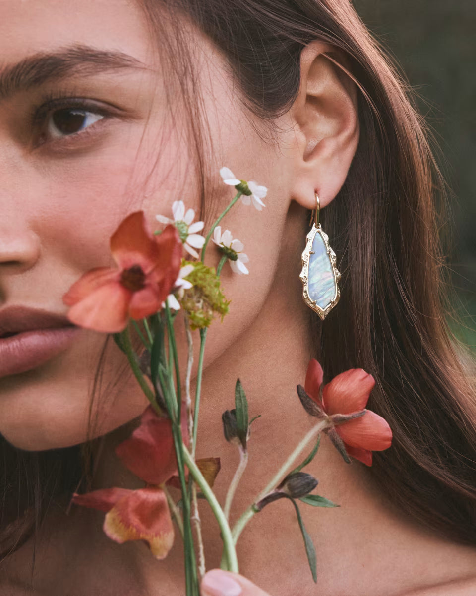 Adriana Scallop Frame Gold Drop Earrings