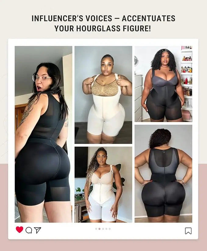 V-shaped Fajas Colombianas Shapewear Butt Lifter Bodysuit with Zipper Crotch Plus Size Smooth Compression SummerVibes