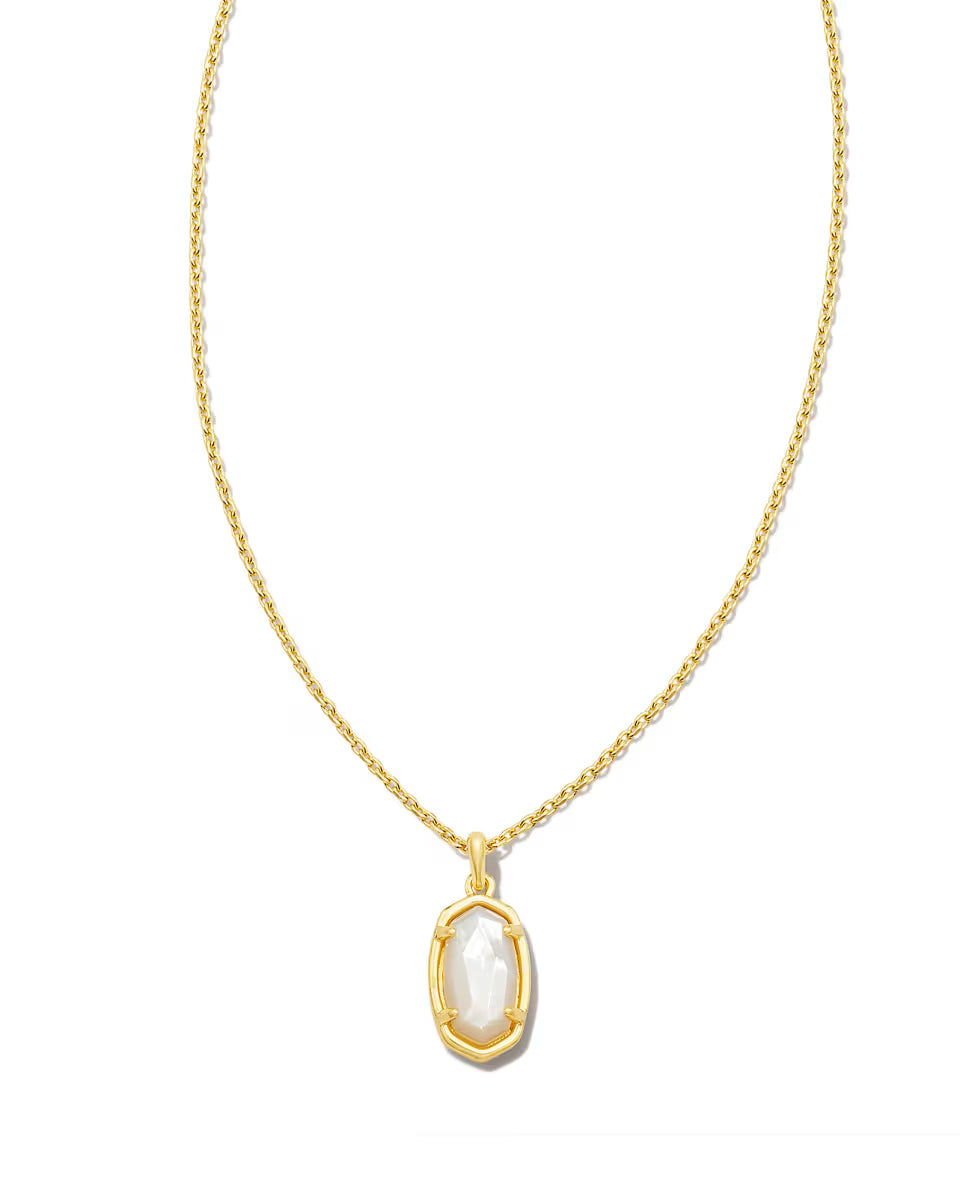 Mommy & Me 18k Gold Vermeil Youth Stone Fern Short Pendant Necklace in Green Onyx