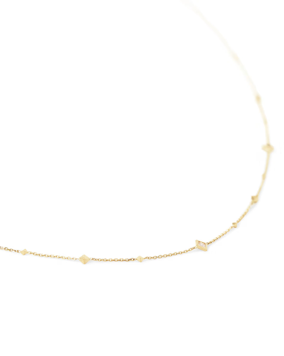 Michelle 14k Yellow Gold Strand Necklace in White Diamond