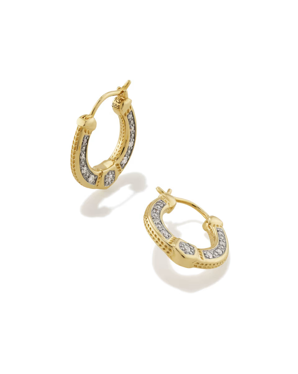 Noble 14k Yellow Gold Huggie Earrings in Turquoise