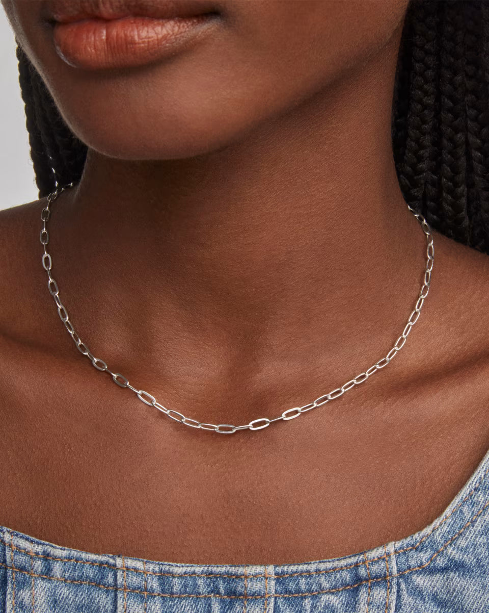 Small Paperclip Chain Necklace in 18k Gold Vermeil