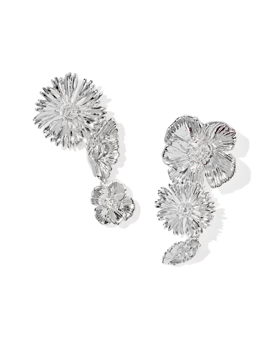 Cailey Flower Vintage Silver Statement Earrings