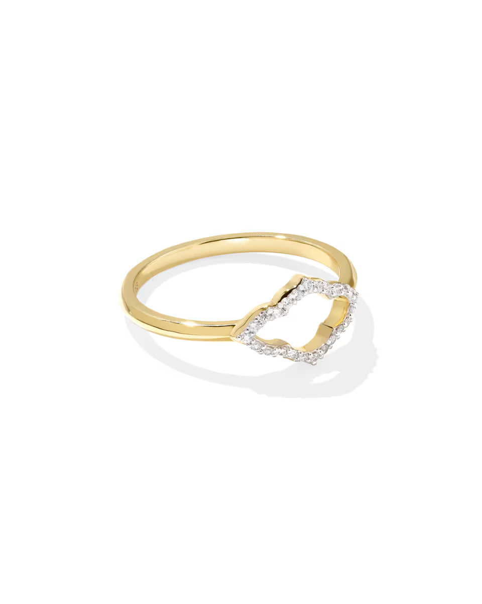 Abbie 14k Yellow Gold Pave Open Frame Band Ring