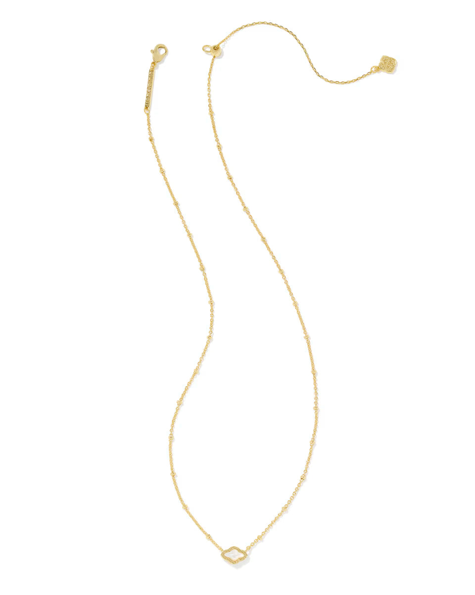 Mini Abbie Gold Satellite Short Pendant Necklace in Ivory Mother-of-Pearl