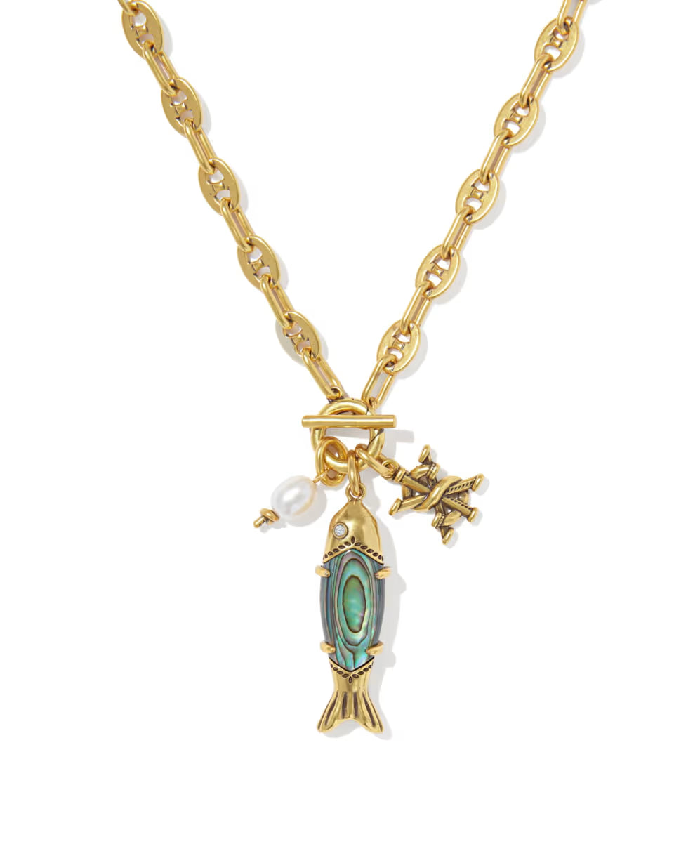Parker Fish Gold Long Charm Necklace