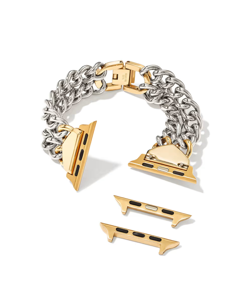 Whitley Double Chain Watch Band in Gold Tone Stainless Steel