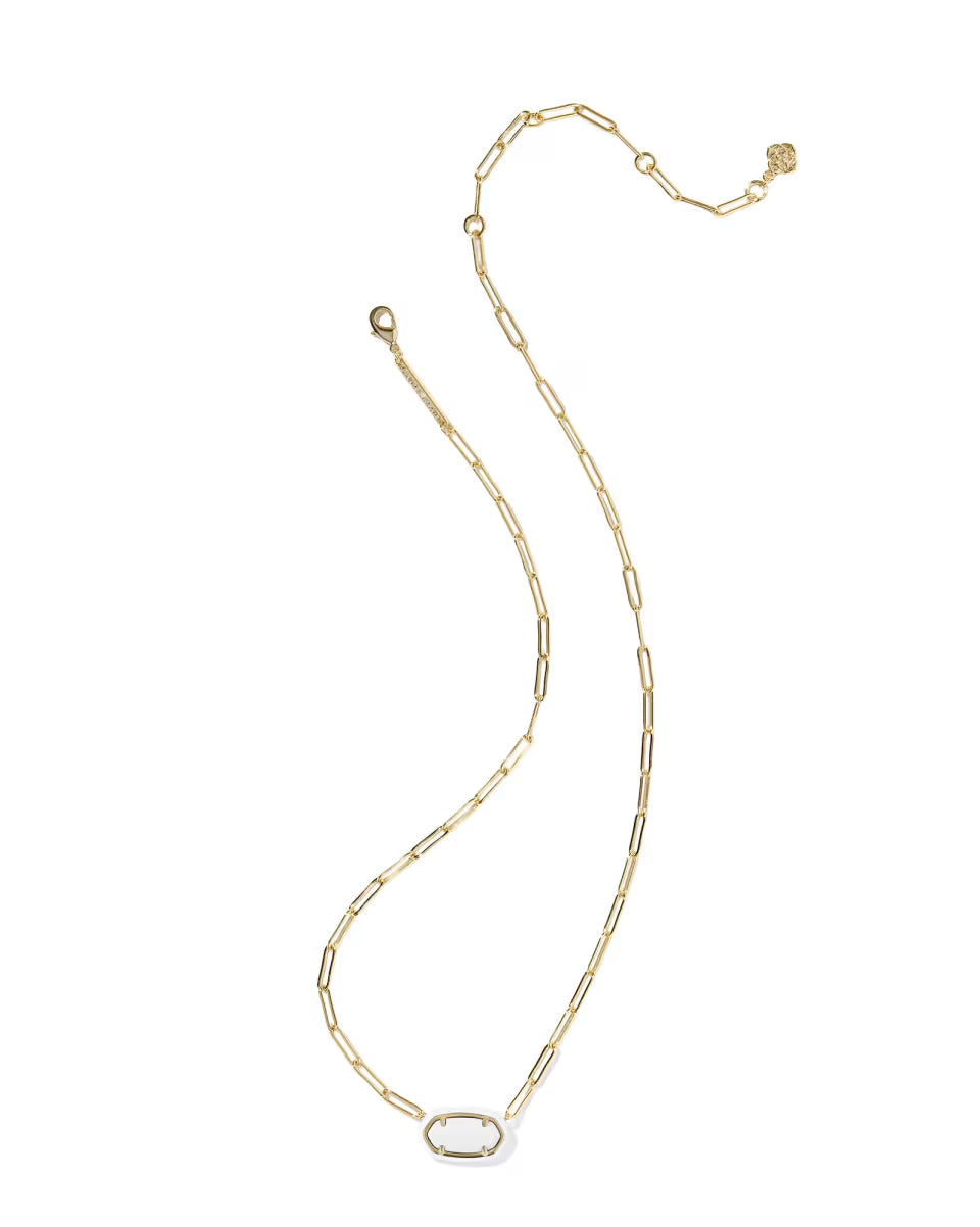 Elisa Enamel Frame Gold Paperclip Necklace