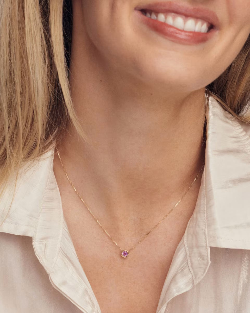0.36 ct Lab Grown Gemstone Davie 14k Yellow Gold Short Pendant Necklace