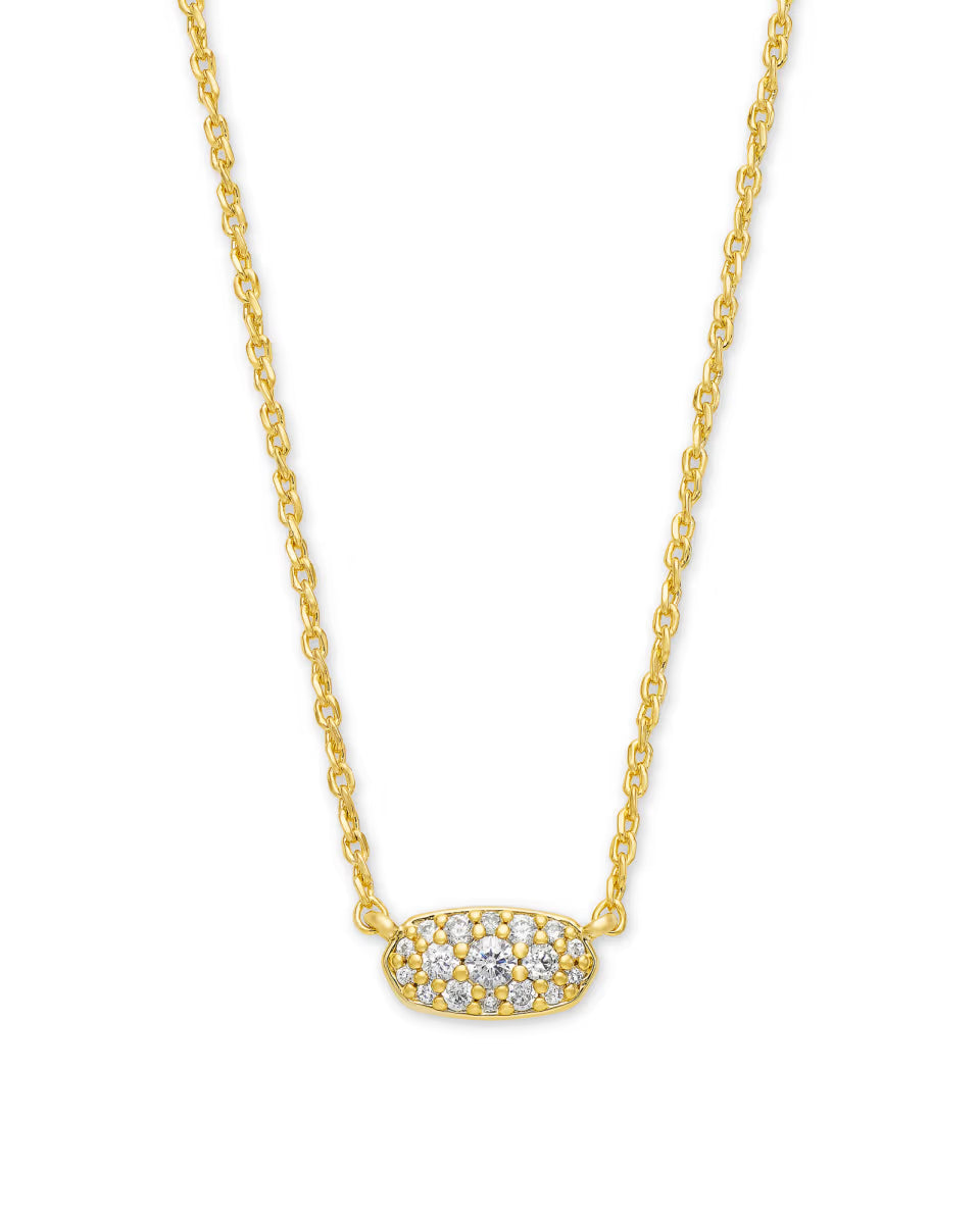 Grayson Gold Pendant Necklace in White CZ