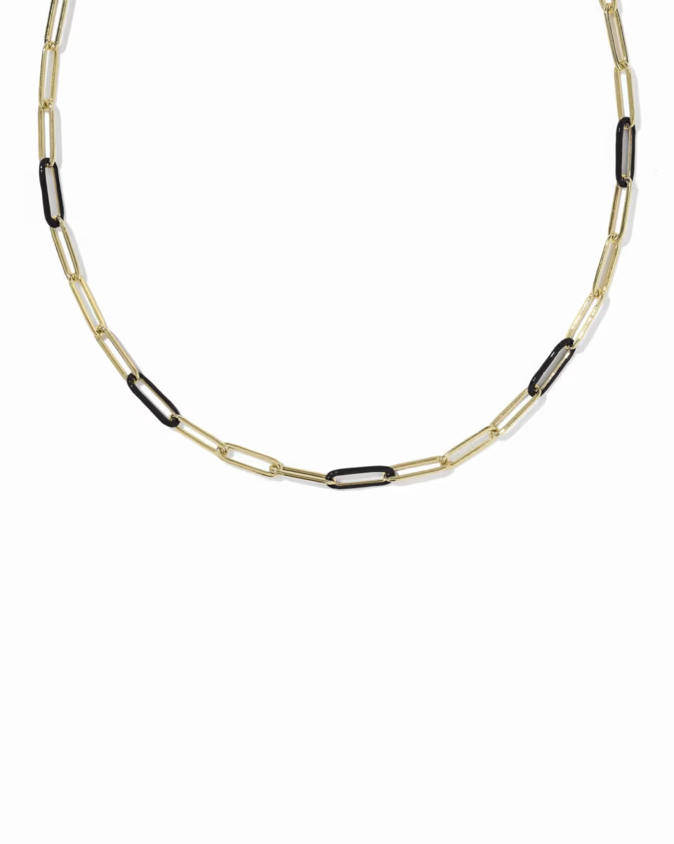 Courtney Gold Enamel Link and Chain Necklace